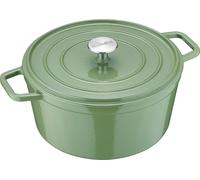 Berndes b.iron Bräter Kochtopf Rund, Schmortopf, Topf, Induktionsgeeignet, Gusseisen, Grün, Ø 26 cm, 034257