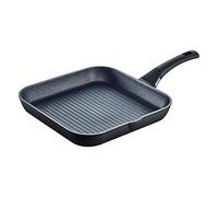 Berndes Balance Enduro poêle grill 28 cm, compatible induction, poêle extrêmement résistante aux rayures, aspect fonte, revêtement antiadhésif, carrée, noir