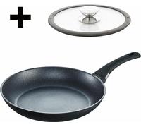 Berndes Balance Induction Enduro Bratpfanne Set mit Glasdeckel, Pfanne, Antihaftversiegelung, Aluminium, Schwarz, Ø 28 cm