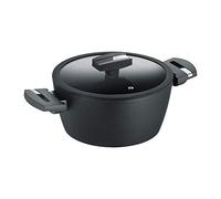 Berndes Balance Induction Enduro marmite 20 cm, compatible induction et tous feux, casserole extrêmement résistante aux rayures, aspect fonte, aluminium, noir