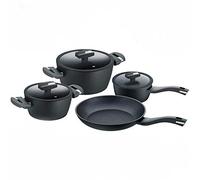 Berndes Balance Induction Enduro set de casseroles 7 pièces, batterie de cuisine avec couvercles en verre, revêtement antiadhésif, compatible induction et tous feux, casseroles et faitout