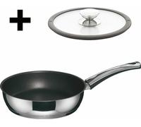 Berndes Injoy Special Edition Schmorpfanne Set mit Glasdeckel, Pfanne, Antihaftversiegelung, Edelstahl, Silber / Schwarz, Ø 20 cm