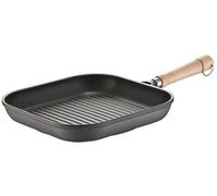 Berndes Poêle à griller Bonanza - 28 cm - Poêle carrée avec revêtement anti-adhésif à 3 couches et manche en bois - Compatible avec tous les types de plaques de cuisson - Revêtement anti-adhésif