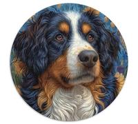 Bernese Mountain Chien Puzzle 1000 Pièces Fleur Ronde Puzzle Jeu Cadeau Unique Décor À La Maison pour Adultes Et Enfants 1000pcs (67.5x67.5cm)