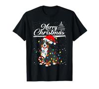Bernese Mountain Dog Christmas Lights Santa Hat Merry Xmas T-Shirt