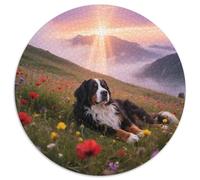 Bernese Mountain Dog, Jeu De Patience Rond avec 1000 Pièces Etchien de Compagnie, pour Les Amateurs De Puzzle Souhaitant Se Détendre 1000pcs (67.5x67.5cm)