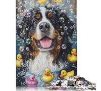 Bernese Mountain Dog Puzzle 1000 Pieces Cadeau Unique Jeu Éducatif Défi Jouet À De Qualité Supérieure Peinture Art pour Adultes Enfants 1000pcs (75x50cm)