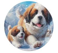 Bernese Mountain Dog Rond Puzzle 195 Pièces pour Chien Mignon Pet Adultes Enfants Forme d'animal Classique DIY Résumé Chaleureuse Paysage des Art Activité Jouets 195 PCS