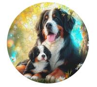 Bernese Mountain Dog Rond Puzzle 68 Pièces pour Chien Mignon Pet Adultes Enfants Forme d'animal Décoration Murale Classique Activité Originale Jeu D'Intelligence l'art 68 PCS