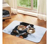 Bernese Mountain Dog Snowfall,Waterproof Pet Feeding Mat,PU Leather Placemats for Cat Dog Water Bowl,Food Mats,30x45cm