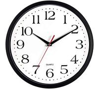 Bernhard Products Horloge Murale Noire silencieuse sans tic-tac, 30,5 cm, à Quartz de qualité, Fonctionne avec Piles, Ronde, Facile à Lire, pour la Maison, Le Bureau, la Cuisine, la Salle de Classe,