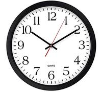 Bernhard Products Horloge Murale Noire, silencieuse, sans tic-tac, 40,6 cm, Extra Large, à Quartz de qualité, Fonctionne avec Piles, Ronde, Facile à Lire, pour la Maison, Le Bureau, Les Affaires, la