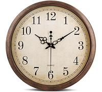 Bernhard Products Horloge Murale silencieuse sans tic-tac Marron 40,6 cm