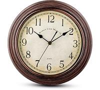 Bernhard Products Horloge Murale Vintage silencieuse sans tic-tac - 30,5 cm - Quartz de qualité supérieure - Horloge décorative Marron pour la Maison, la Cuisine, Le Salon, la Salle à Manger, Le