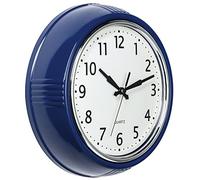 Bernhard Products Retro Wall Clock 9.5 inch Navy Blue Kitchen 50's Vintage Design Round Silent Non Ticking Quality Quartz Battery Operated Easy to Read Decorative Clocks for Home Office Living Room