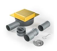 Bernkot Caniveau de douche carré 10 x 10 cm, siphon à 360° avec système anti-odeurs et tamis à cheveux, caniveau d'évacuation en acier inoxydable, évacuation de sol évacuation de douche très plate