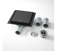 Bernkot Caniveau de sol pour douche en acier inoxydable, 15 cm 2 en 1 carrelable Caniveau de douche carré avec siphon 360°, étanchéité à l'eau détachable et nettoyable améliorée et filtre à cheveux, 2