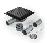 Bernkot DN50 DN40 DN40 Canne de Douche carrée 15 x 15 cm, Siphon 360 ° avec Anti-odeurs et passoire à Cheveux en Acier Inoxydable Noir