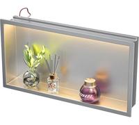 Bernkot Douche Murale en Acier Inoxydable avec LED, étagère de Douche encastrée, Double Couche, Niche de Salle de Bain, 60 cm x 30 cm, Pas de carrelage nécessaire, Noir