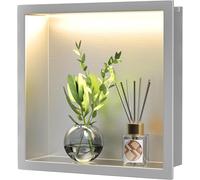 Bernkot Douche Murale en Acier Inoxydable avec LED, étagère de Douche encastrée, Double Couche, Niche de Salle de Bain, 60 cm x 30 cm, Pas de carrelage nécessaire, Noir