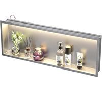 Bernkot Douche Murale en Acier Inoxydable avec LED, étagère de Douche encastrée, Double Couche, Niche de Salle de Bain, 60 cm x 30 cm, Pas de carrelage nécessaire, Noir