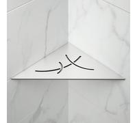 Bernkot Étagère d'angle de douche en acier inoxydable 304 argenté brossé - Étagère d'angle encastrée - 254 mm - Étagère murale triangulaire pour rangement de salle de bain sans perçage