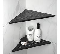 Bernkot Etagere Douche Angle Lot de 2, étagère de Douche d'angle en Acier Inoxydable 304, Etagere Angle Salle de Bain 305mm, pour Mur carrelé, sans perçage, Noir