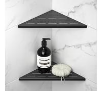 Bernkot Lot de 2 étagères d'angle de douche d'angle en acier inoxydable 304, design à fente, 25,4 cm, étagère d'angle triangulaire de 1,5 mm d'épaisseur, étagère de salle de bain pour mur carrelé,
