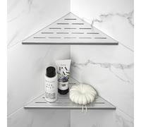 Bernkot Lot de 2 étagères d'angle de douche en acier inoxydable 304 pour murs carrelés, encastrables, pour rénovation de salle de bain (brossé, 254 mm, 2 unités)