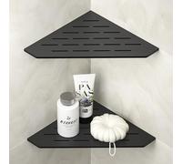 Bernkot Lot de 2 étagères d'angle de Douche pentagonales en Acier Inoxydable 304 Noir Mat, 25,4 cm, étagère d'angle Flottante pour Mur carrelé, sans perçage