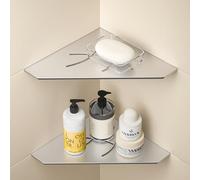 Bernkot Lot de 2 étagères de douche de 3 mm d'épaisseur, en acier inoxydable 304, style pentagonal, brossée