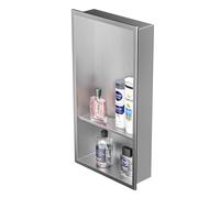 Bernkot Niche de douche 60 x 30 x 10 cm en acier inoxydable - Double étagère - Support mural - 2 compartiments - 18 000 cm3 - Poids maximum 5 kg - Pour salle de bain et cuisine
