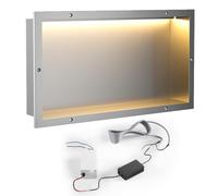 Bernkot Niche de douche 61 x 30,5 cm avec lumière LED RVB imperméable en acier inoxydable pour rangement de salle de bain