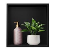 Bernkot Niche de douche en acier inoxydable 304 30 cm × 30 cm × 10 cm Niche murale noire pour rangement de salle de bain Aucune dalle requise Niche de douche niche intégrée pour douche Montage en