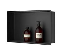 Bernkot Niche de Douche en Acier Inoxydable - 50,8 x 30,5 cm - Noir Mat - Pas Besoin de carrelage - Étagère Murale encastrée pour Salle de Bain - Installation sur Montage