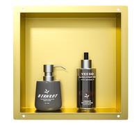 Bernkot Niche de douche en acier inoxydable dorée 304 en acier inoxydable Niche murale 30 x 30 x 10 cm Aucune dalle requise Installation encastrée