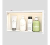 Bernkot Niche de Douche Murale en Acier Inoxydable avec Lumière LED, Étanche, 60 x 30 x 10 cm, Rangement Intégré pour Salle de Bain, Blanche