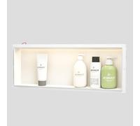 Bernkot Niche mural de douche en acier inoxydable, niche étanche avec éclairage LED, niche de douche intégré 90 x 30 x 10 cm, niche de douche individuelle, rangement intégré dans la salle de douche