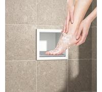 Bernkot Niche murale en acier inoxydable 304 - Blanc - 15 x 12 cm - Pour salle de bain - Repose-pieds avec montage sur le dessus - Pas de carrelage nécessaire