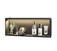 Bernkot Niche Murale en Acier Inoxydable avec Lumière LED - Douche Étanche Intégrée 90 x 30 x 10 cm, Rangement dans la Salle de Bain, Noire