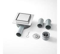 Bernkot Siphon de douche en acier inoxydable - 10 cm - 2 en 1 - À carreler - Caniveau de douche carré avec siphon à 360° - Étanchéité à l'eau et filtre à cheveux améliorés, démontables et nettoyables