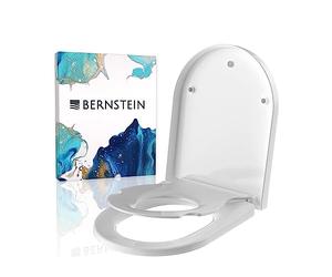BERNSTEIN Abattant WC Lunette toilettes siège enfant fermeture amortie, Couvercle forme D dégagement rapide Blanc 46x36x5cm, Résistant chocs & rayures, Universel, Plastique Antibactérie - U1006
