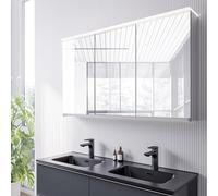 BERNSTEIN - Armoire de toilette à glace miroir salle de bain suspendu éclairage LED 120x19x71cm 3 portes & prise intérieure - VARO