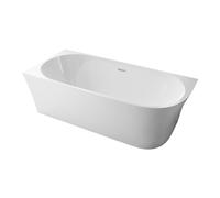 BERNSTEIN - Baignoire d'angle semi-îlot Blanc brillant design Acrylique + Bonde et trop plein, 215L, Montage à gauche - 170x78x60cm (lxLxH) - NOVA CORNER