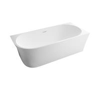 BERNSTEIN - Baignoire d'angle semi-îlot Blanc mat design Acrylique + Bonde et trop plein, 215L, Montage à droite - 170x80x60cm (lxLxH) - NOVA CORNER