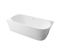BERNSTEIN - Baignoire d'angle semi-îlot Blanc mat design Acrylique + Bonde et trop plein, 215L, Montage à gauche - 170x78x60cm (lxLxH) - NOVA CORNER