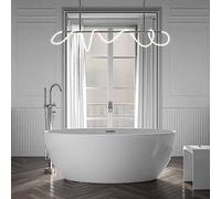 BERNSTEIN - Baignoire îlot ovale Blanc brillant Acrylique + Bonde et trop plein, 270L - 180x80x60cm (lxLxH) - TERRA 2.0