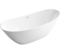 BERNSTEIN - Baignoire îlot ovale Blanc brillant Acrylique + Bonde et trop plein, 270L - 180x80x69cm (lxLxH) - BELLAGIO 2.0