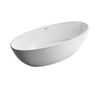 BERNSTEIN - Baignoire îlot ovale Blanc brillant Acrylique + Bonde et trop plein, 270L - 186x88x60cm (lxLxH) - TERRA