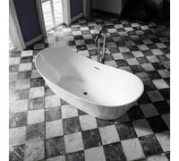 BERNSTEIN - Baignoire îlot ovale Blanc mat Acrylique + Bonde et trop plein, 190L - 170x80x68cm (lxLxH) - SIENA 2.0